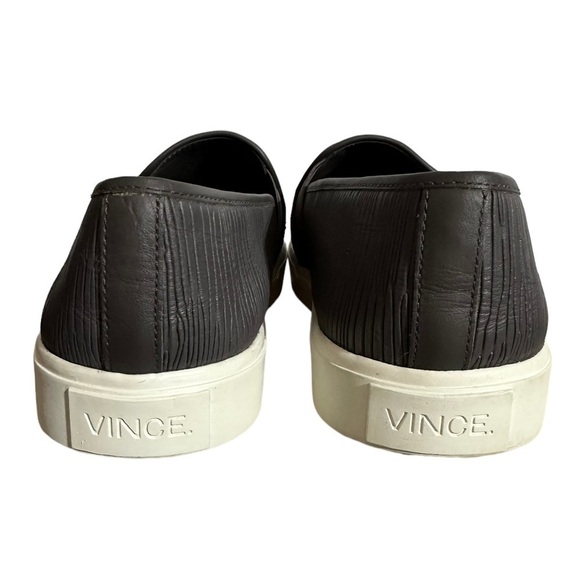 Vince Dark Grey Blair Leather Platform Slip-on Sneaker Shoe Loafer Textured - Picture 7 of 9